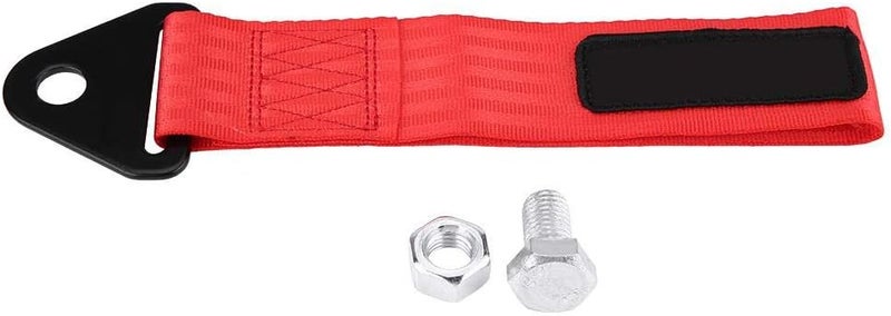 Car Tow Straps Universal Racing Tow Strap, High Strength Nylon Tow Rope Strap Traction Rope Trailer Hook for Front Rear Bumper Towing Hook Black(Red) - Image 1