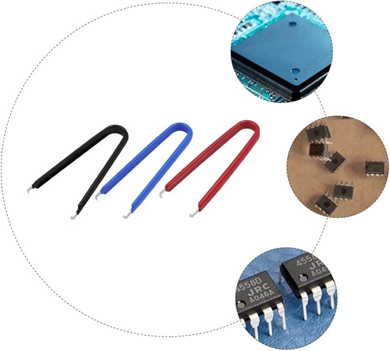 3 Pack U Shaped IC Chip Pick Up Clips Tweezers Mixed Colors for Electronics Repair Soldering - Image 5