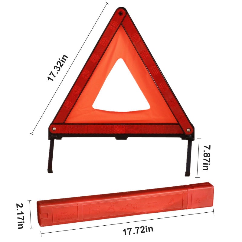 KAFEEK Reflective Warning Triangle for Vehicles, Emergency Warning Triangle Roadside Safety Triangle Kits, Day and Night Visibility for Car Breakdowns, Accidents, Fog Rain, 3-Pack - Image 3