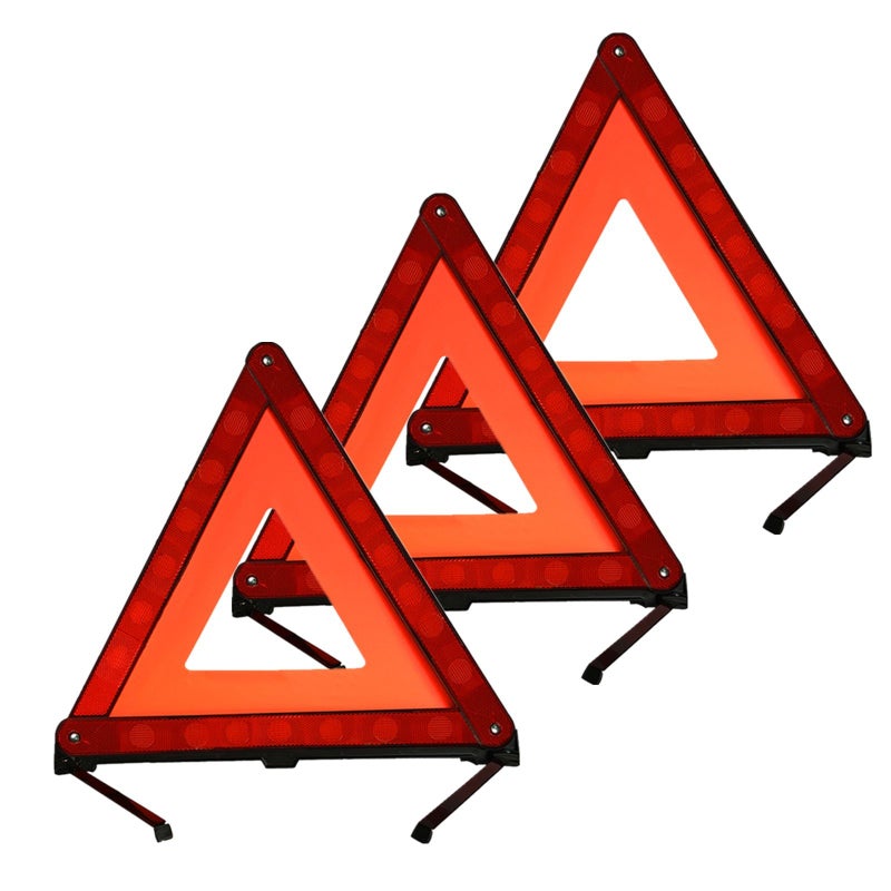 KAFEEK Reflective Warning Triangle for Vehicles, Emergency Warning Triangle Roadside Safety Triangle Kits, Day and Night Visibility for Car Breakdowns, Accidents, Fog Rain, 3-Pack - Image 1