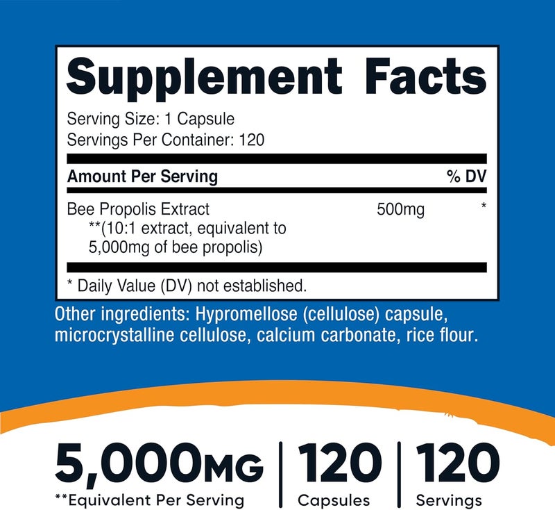 Nutricost Bee Propolis 101 Extract 5000mg Equivalent 120 Capsules  Gluten Free NonGMO Vegetarian Dietary Supplement from 500mg of 101 Extract - Image 2