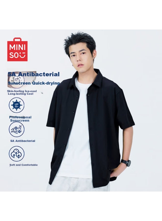 Mingchuang Youpin Miniso Men's Summer Short Sleeve Shirt Mountain Series Outdoor Sunscreen Quick-drying Thin Casual Men's Clothing Z Black 2XL - Image 1