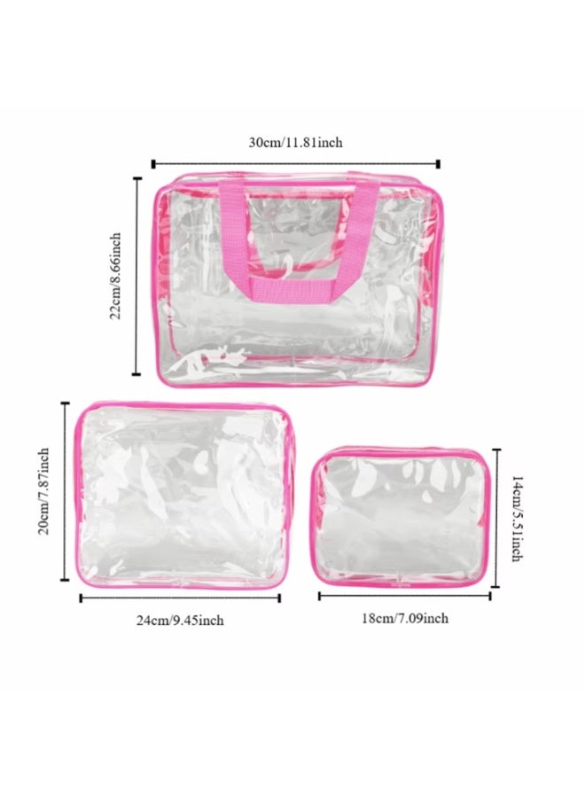 3Pcs Clear Portable Makeup Cosmetic Toiletry Travel Bath Wash Storage Bag Transparent Waterproof Pouch Organizer Make Up Bag - Image 2
