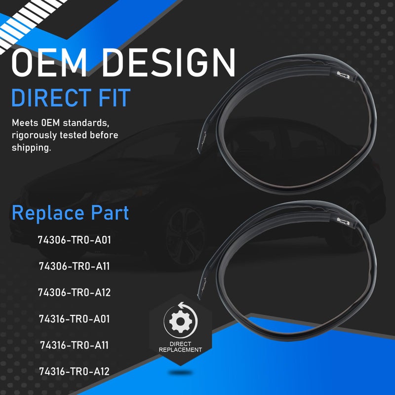 Generic YzusGomumu - 2 Piece Roof Drip Molding Kit Left & Right Side Fits Honda Civic Sedan 2012 2013 2014 2015 Replace 4 Door # 74306-TR0-A01 74306-TR0-A11  - Image 2