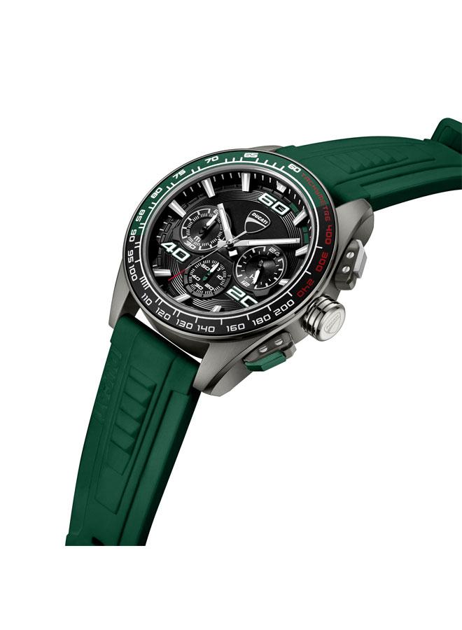 Ducati DT011 Black Dial Green Silicone Strap Chronograph Watch for Men - 44mm - Image 2