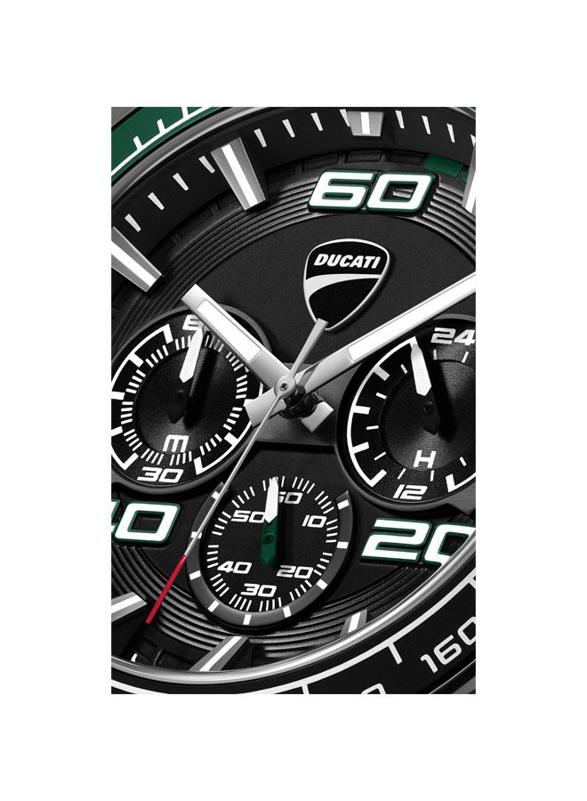 Ducati DT011 Black Dial Green Silicone Strap Chronograph Watch for Men - 44mm - Image 4