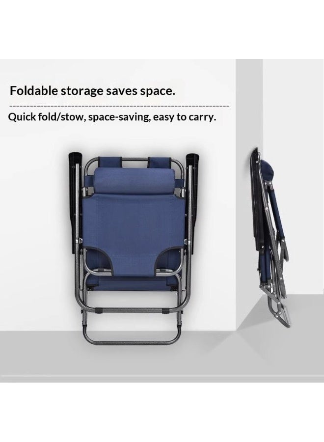 Folding Zero Gravity Reclining Lounge Chair with Adjustable Headrest & Padded Armrests, Portable Beach & Camping Bed, Navy Blue – Best Outdoor Furniture in Dubai UAE - Image 3