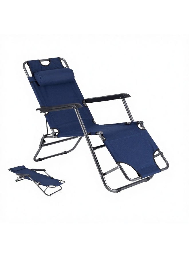 Folding Zero Gravity Reclining Lounge Chair with Adjustable Headrest & Padded Armrests, Portable Beach & Camping Bed, Navy Blue – Best Outdoor Furniture in Dubai UAE - Image 4