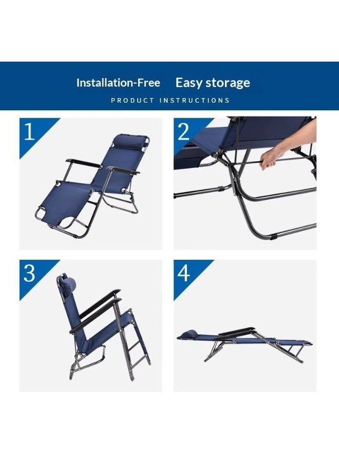 Folding Zero Gravity Reclining Lounge Chair with Adjustable Headrest & Padded Armrests, Portable Beach & Camping Bed, Navy Blue – Best Outdoor Furniture in Dubai UAE - Image 2