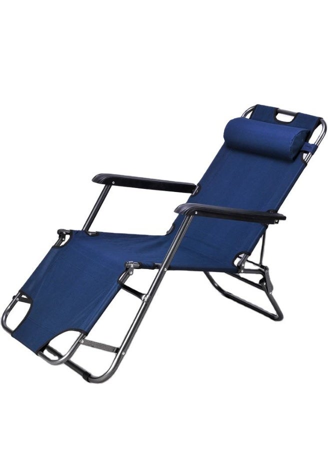 Folding Zero Gravity Reclining Lounge Chair with Adjustable Headrest & Padded Armrests, Portable Beach & Camping Bed, Navy Blue – Best Outdoor Furniture in Dubai UAE - Image 1