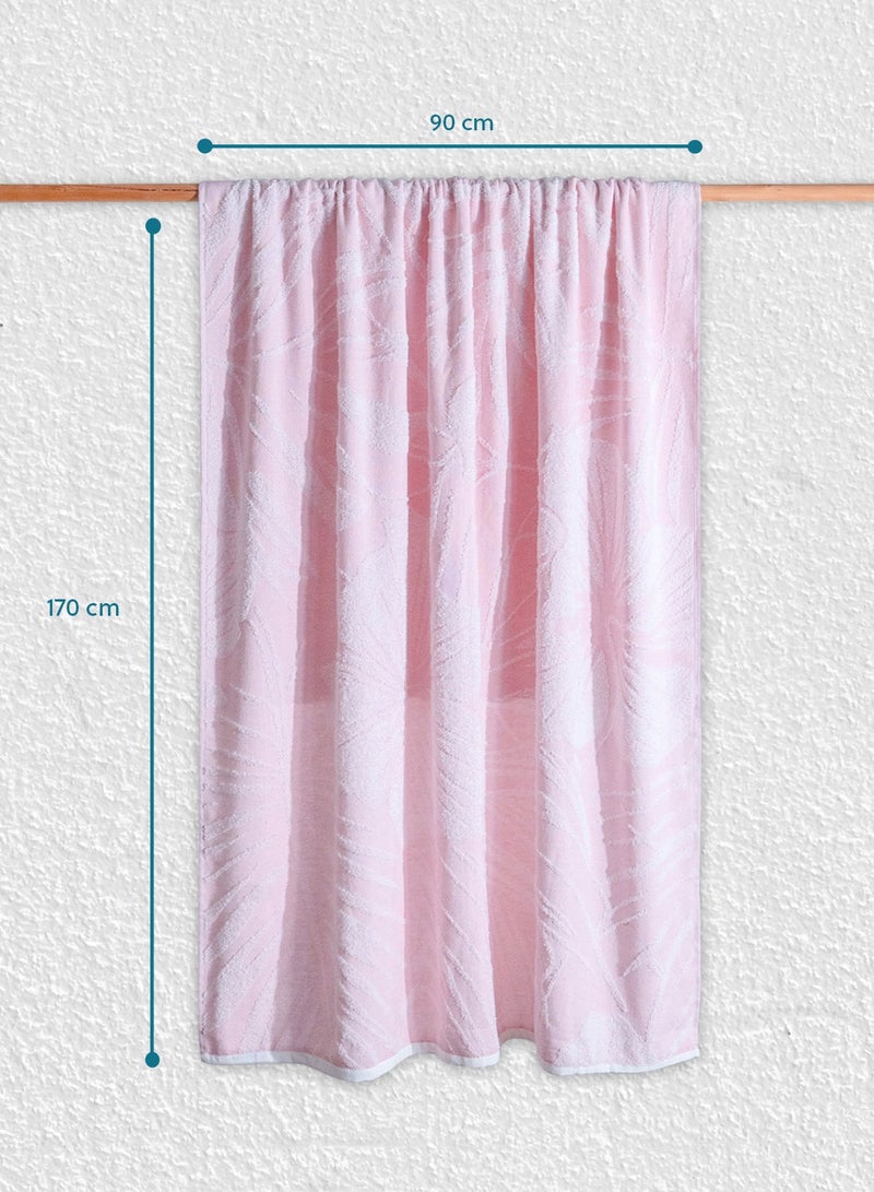ZYMTA XL Beach Towel - 90x170cm | Turkish Cotton Island Flora | Super Soft Absorbent | Powder Pink White for Beach & Travel  - Image 4