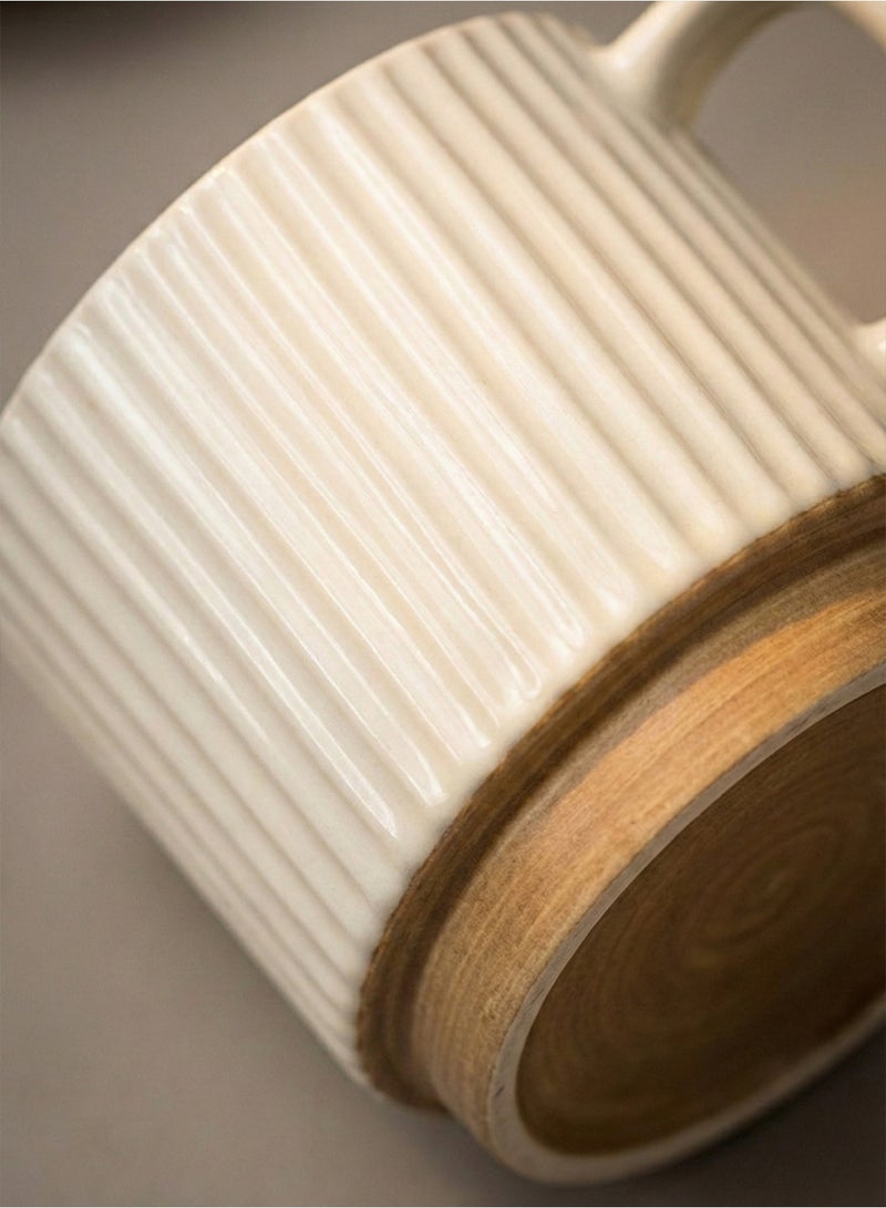 YOONISPRO Ceramic Stoneware Drinkware Cup, Retro Style Coffee Mug, 240ml Catering Mug with Handle for Coffee, Tea, Cocoa, Milk,Ceramic mugs for home and office,Microwave safe milk coffee cup - Image 4