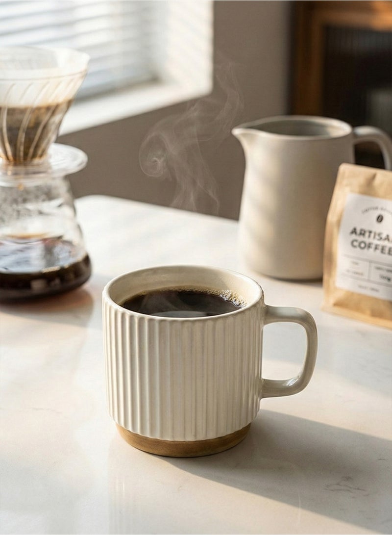 YOONISPRO Ceramic Stoneware Drinkware Cup, Retro Style Coffee Mug, 240ml Catering Mug with Handle for Coffee, Tea, Cocoa, Milk,Ceramic mugs for home and office,Microwave safe milk coffee cup - Image 2