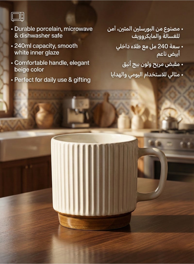 YOONISPRO Ceramic Stoneware Drinkware Cup, Retro Style Coffee Mug, 240ml Catering Mug with Handle for Coffee, Tea, Cocoa, Milk,Ceramic mugs for home and office,Microwave safe milk coffee cup - Image 5