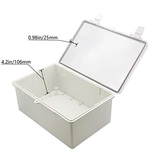 Zulkit Junction Box ABS Plastic Dustproof Waterproof IP65 Electrical Boxes Hinged Shell Outdoor Universal Project Enclosure Clear Cover with 2 Cable Glands 11.4 x 7.5 x 5.5 inch(290x190x140mm) - Image 4