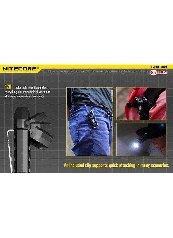 NITECORE Nitecore Thumb 85 Lumens USB Rechargeable White & Red LED Keychain Light - Tiltable Work Light with Clip and a LumenTac USB Charging Cable  - Image 4