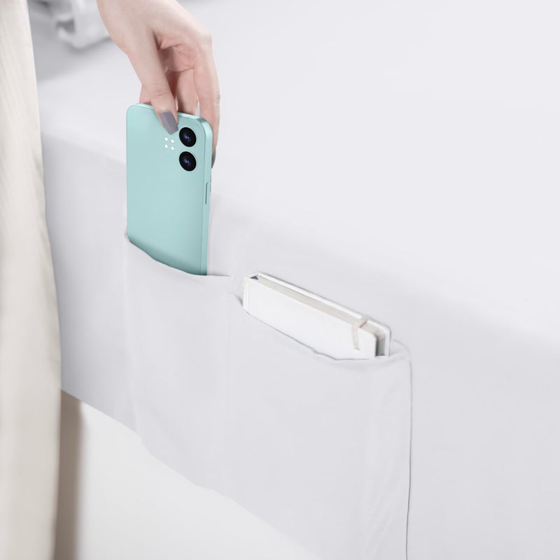 Utopia Bedding Queen Size Sheet Set  Soft Microfiber 4 Piece Hotel Luxury Bed Sheets with Deep Pockets - Embroidered Pillow Cases - Side Storage Pocket Fitted Sheet - Flat Sheet (White) - Image 5