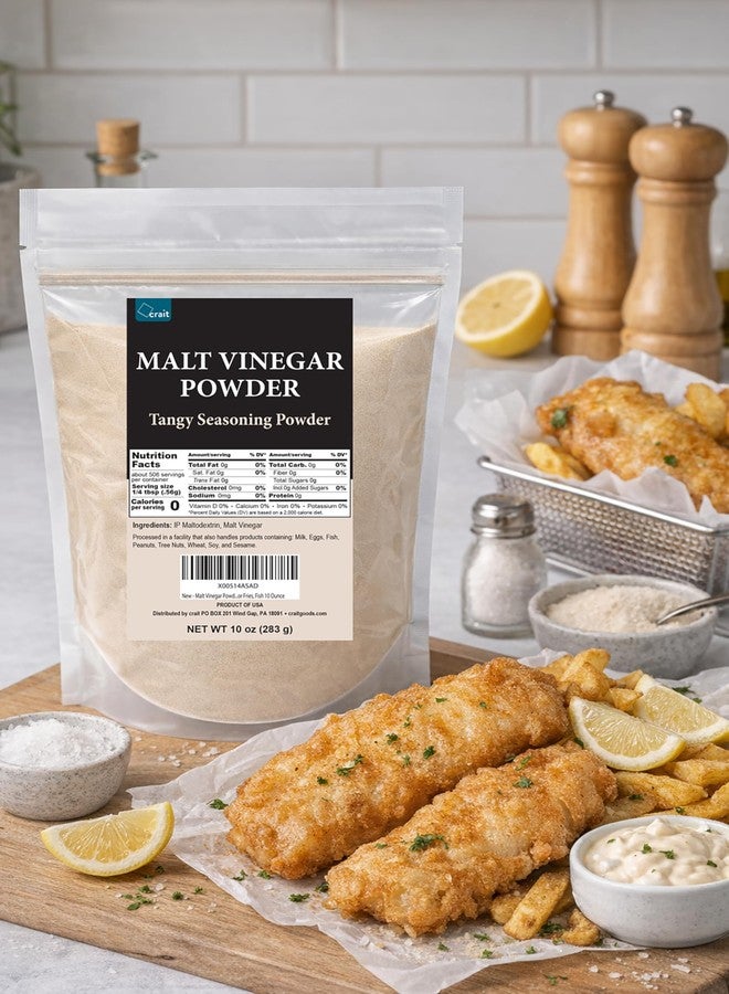 crait Malt Vinegar Powder, Malt Vinegar Seasoning for Fish and Chips Tangy Seasoning Powder for Fries, Fish 10 Ounce - Image 3