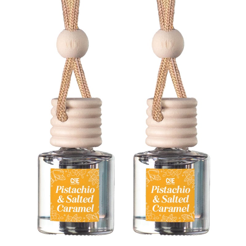 CE Craft Co Hanging Car Air Freshener Diffuser 2 Pack Long Lasting Fragrance Oil Car Freshener Glass Bottle Auto Air Freshener Made in USA Pistachio Salted Caramel - Image 3