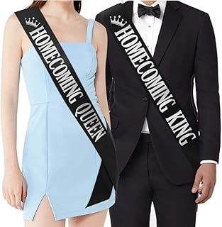TTCOROCK "Homecoming King" and"Homecoming Queen" Sashes - Homecoming Party Prom Sashes School Party Accessories, Black - Image 1
