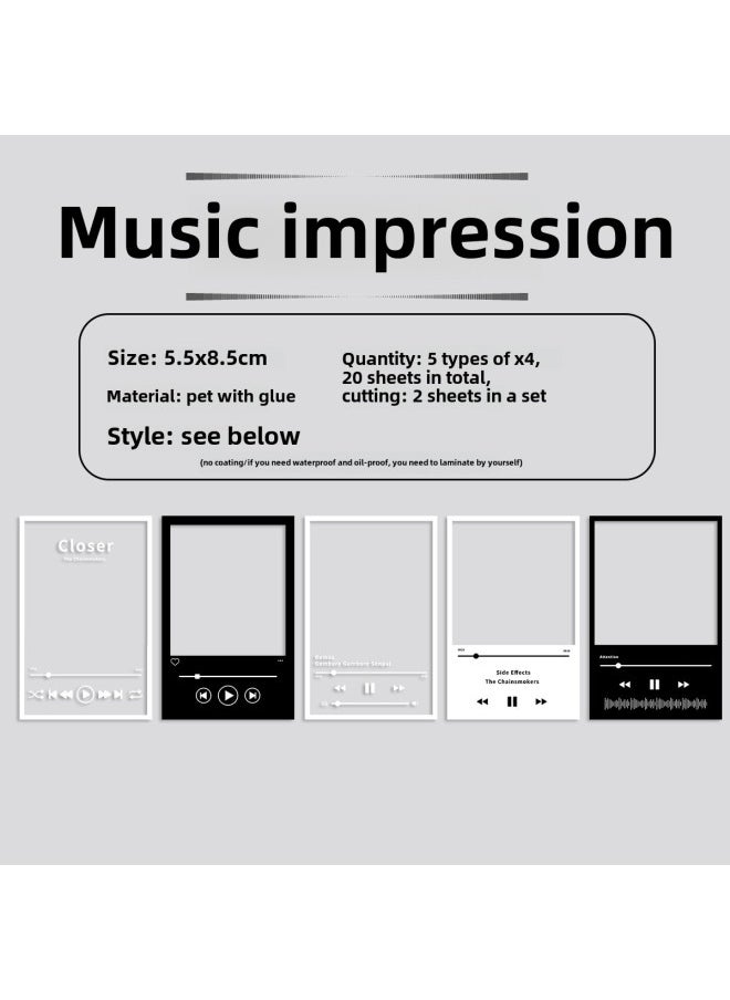 Life Border Pet Hand Account Sticker Retro Photo Frame Landscaping Collage Pain Bag Card Decoration Material Sticker Asahi Special-Color:Music Impression-20 Photos Included  - Image 1