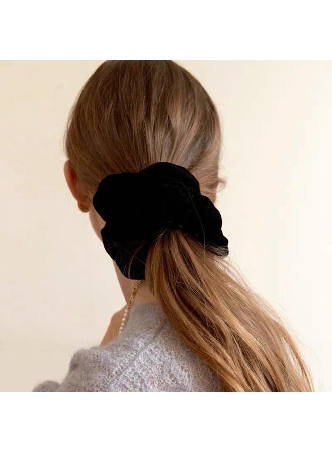 2 Pcs Black Color Large Size Scrunchies for Hair Women Hair Elastic Bands: 2 Black - Image 1