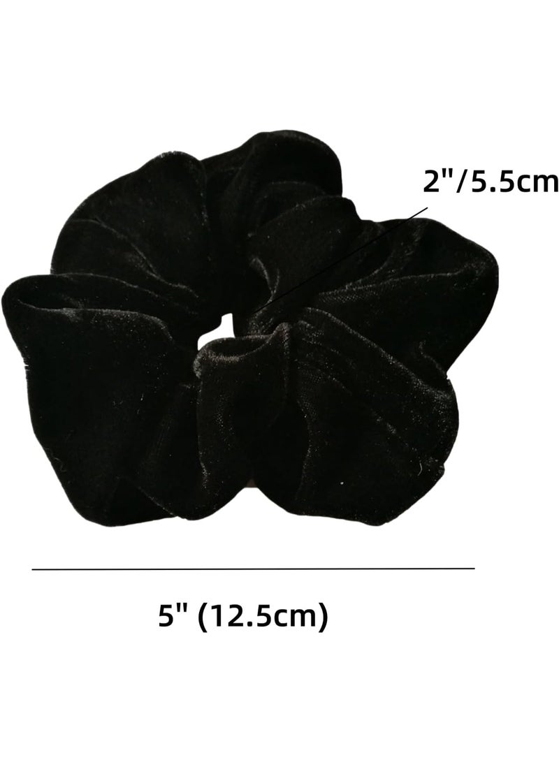 2 Pcs Black Color Large Size Scrunchies for Hair Women Hair Elastic Bands: 2 Black - Image 3