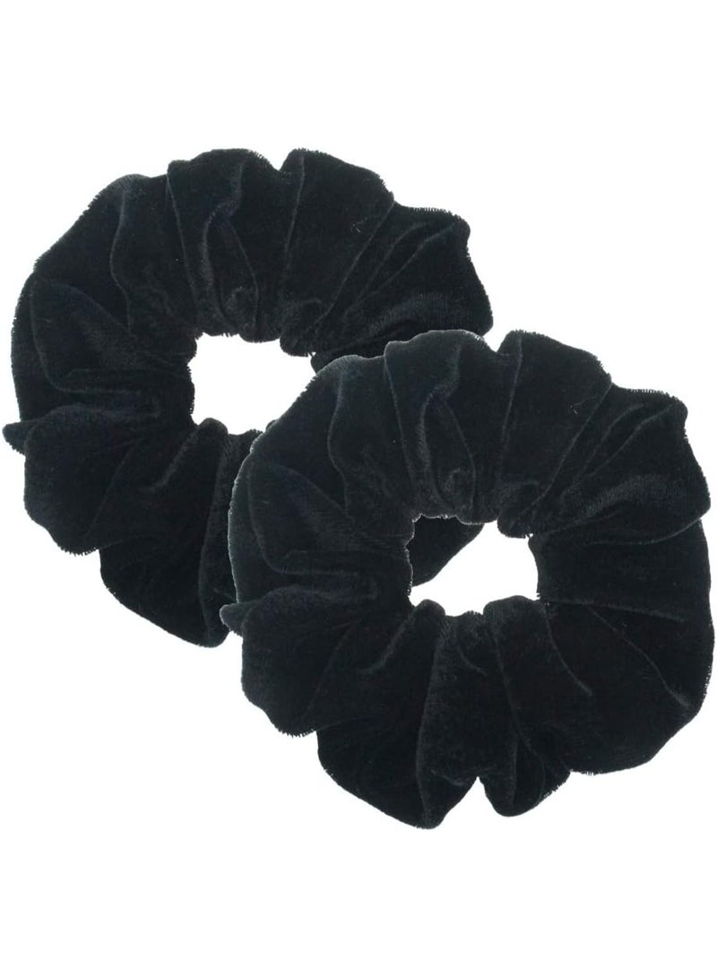 2 Pcs Black Color Large Size Scrunchies for Hair Women Hair Elastic Bands: 2 Black - Image 4