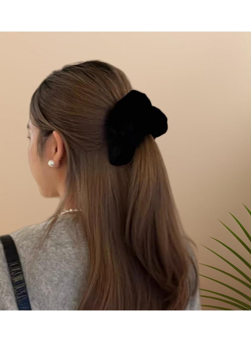 2 Pcs Black Color Large Size Scrunchies for Hair Women Hair Elastic Bands: 2 Black - Image 2