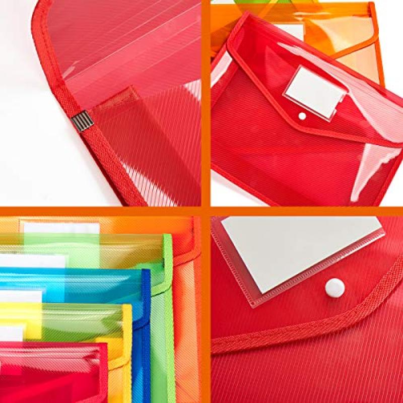 Legal-Size Snap-Lock Plastic Document Folders 5 Pack - Waterproof Accordion-Style Expanding File Wallet for Office School Use - Image 4