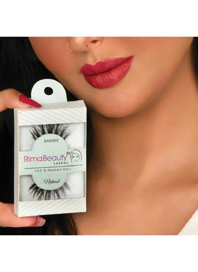 Rima Beauty Lashes - Human HAIR Black # BAMBIE - Image 1