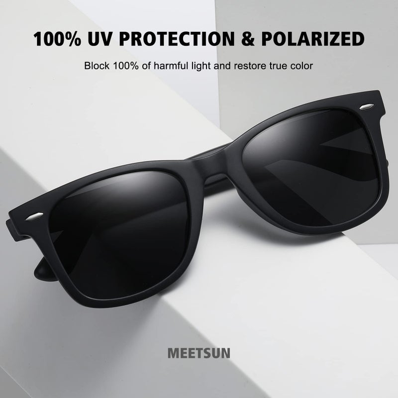 MEETSUN Retro Polarized Sunglasses for Women Men Classic Mirror Lens Driving Sun Glasses 100% UV Protection (3 Pack) Black - Image 3