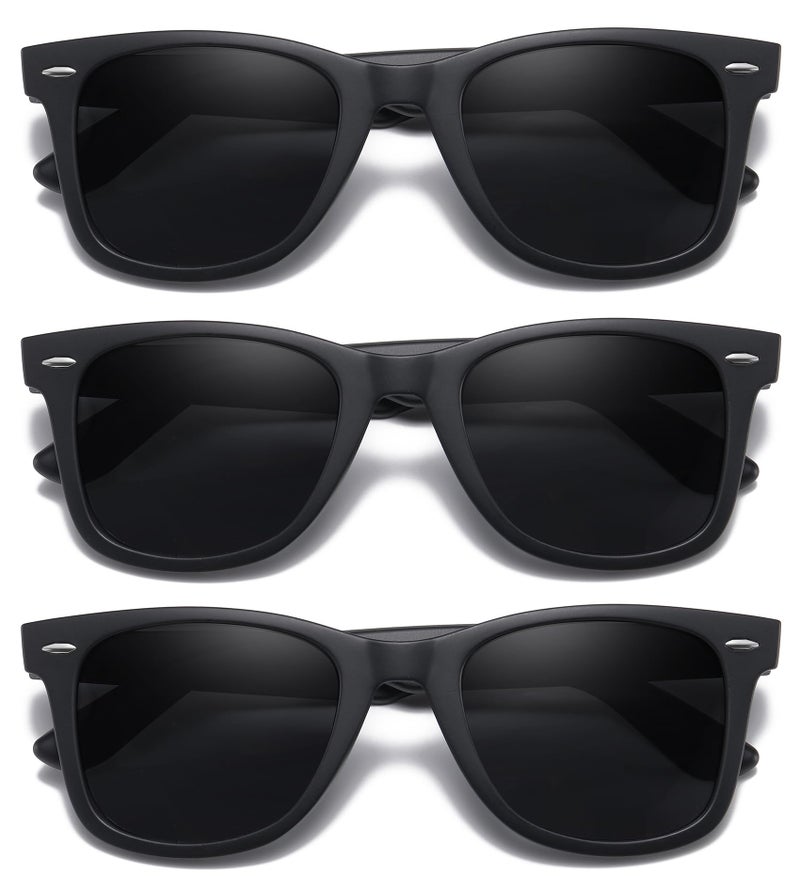MEETSUN Retro Polarized Sunglasses for Women Men Classic Mirror Lens Driving Sun Glasses 100% UV Protection (3 Pack) Black - Image 1