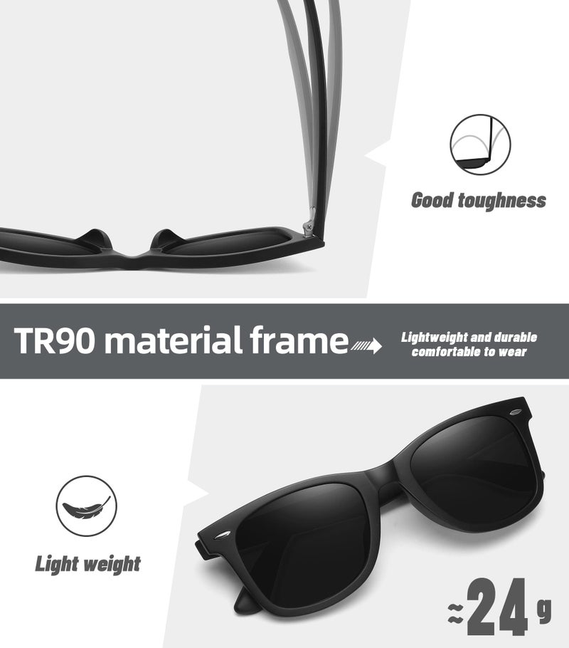 MEETSUN Retro Polarized Sunglasses for Women Men Classic Mirror Lens Driving Sun Glasses 100% UV Protection (3 Pack) Black - Image 5