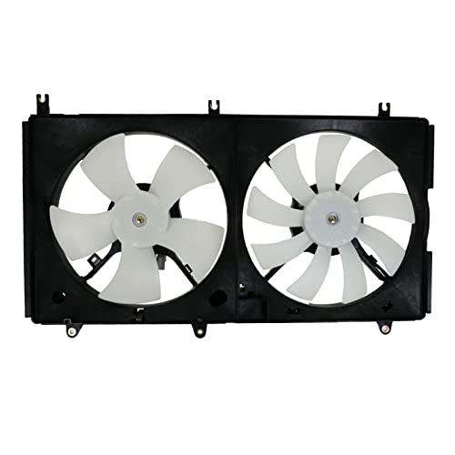 TRQ Radiator Dual Cooling Fan Assembly Compatible with 2004-2009 Mitsubishi Galant MI3115120 - Image 1