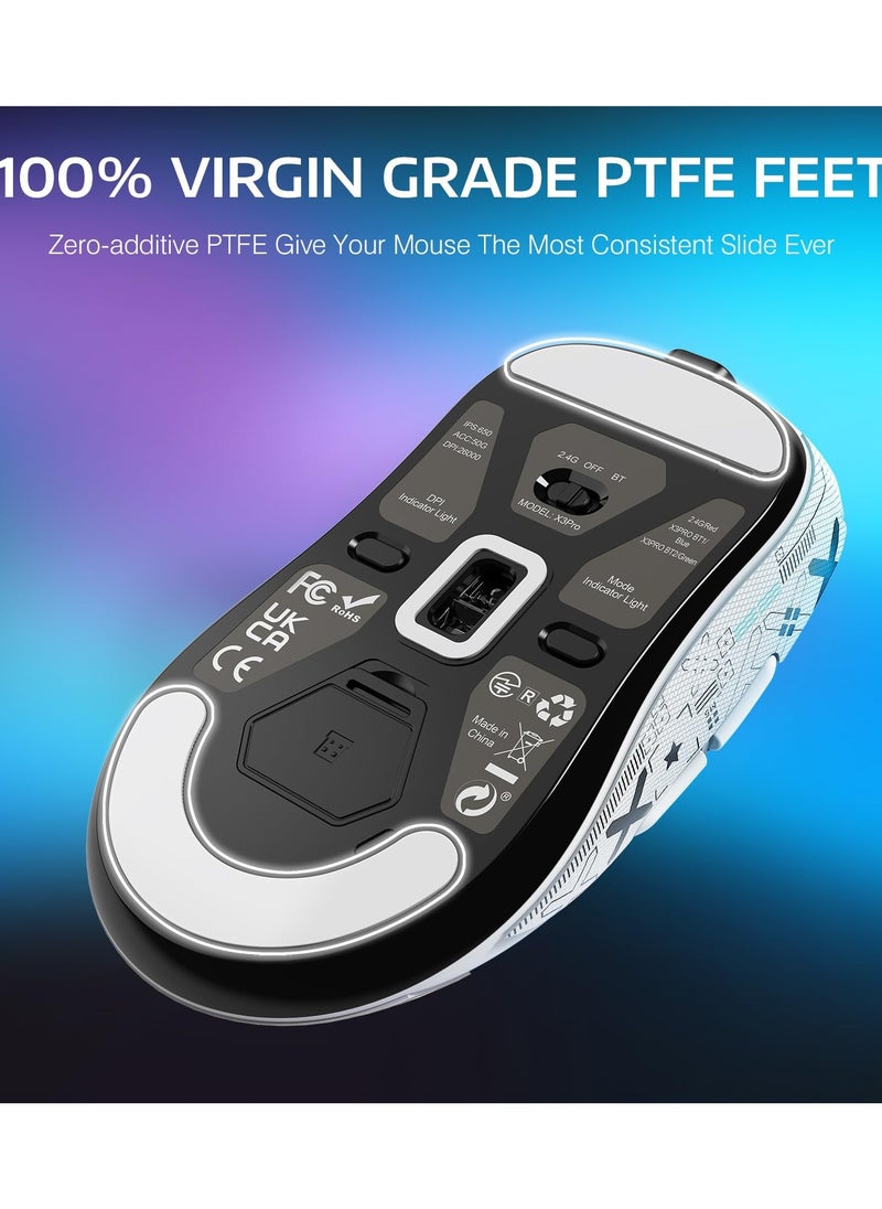 Attack Shark - X3PRO 4K/8K Lightweight Wireless Gaming Mouse with Tri-Mode(Wired/2.4GHz/BT),PAW3395 Optical Sensor,26K DPI,Kailh GM8.0 Switch,Long Battery,7 Buttons for PC/Laptop/Win/Mac - Image 1