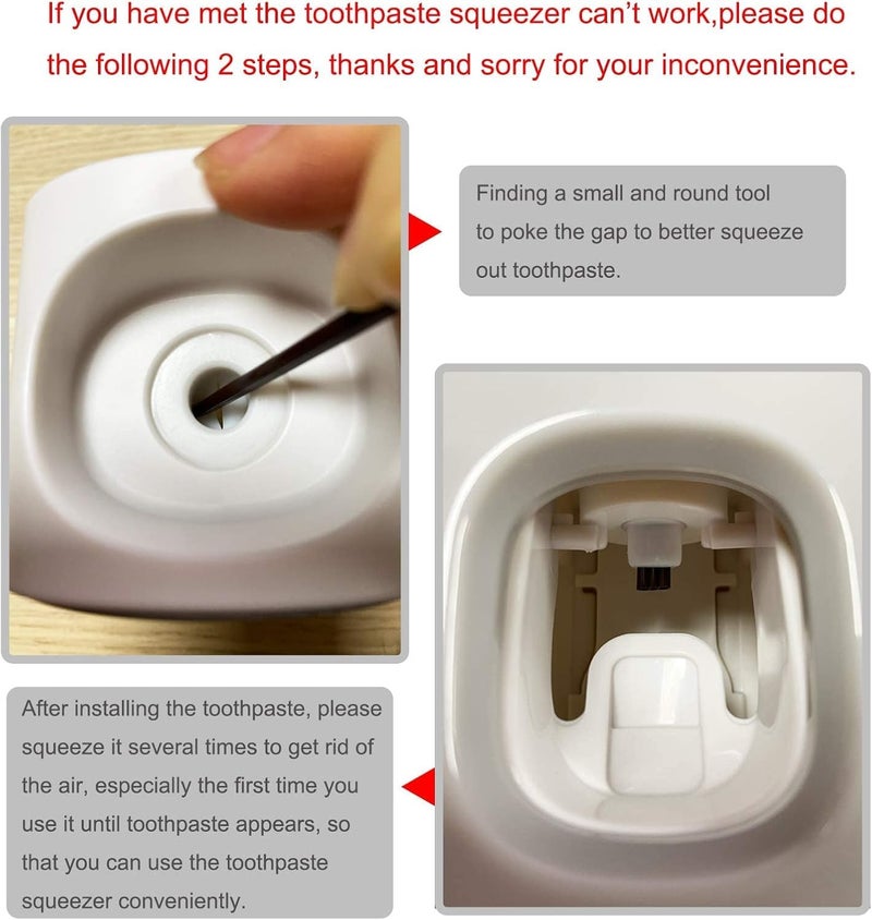 MOPMS Toothpaste Dispenser Wall Mounted for Bathroom Automatic Toothpaste Squeezer for Kids and Adult (Grey and Black) - Image 3