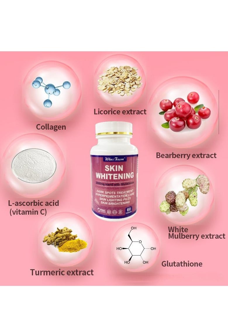 Wins Town Skin Whitening 8000mg Blend With Glutathione,Effective Skin Lightening Supplement - Dark Spots, Melasma & Acne Scar Remover,60 Tablets - Image 5