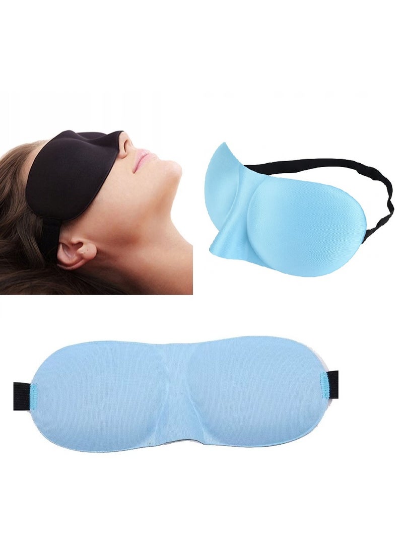 قناع عين ثلاثي الأبعاد، غطاء للعين للنوم، حجب الضوء، ضغط العين صفر، غطاء خفيف الوزن قابل للتعديل أثناء السفر أثناء النوم (أزرق سماوي) - Image 1
