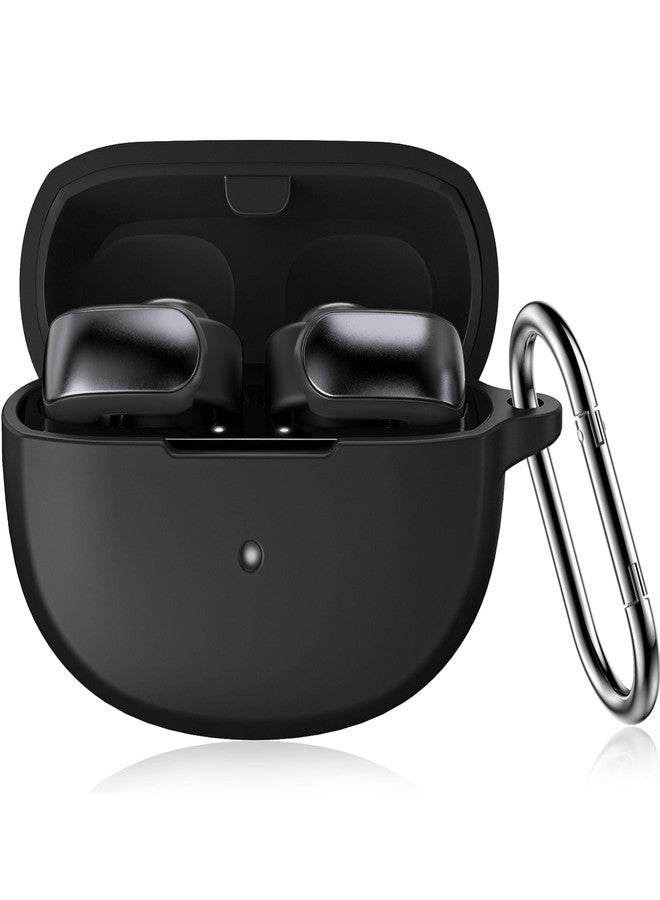 LDSXAY Compatible with Bose Ultra Open Earbuds Case(2024), Soft Silicone Shockproof Protective Skin Cover for Bose Open Ear Wireless Earbuds Accessories with Carabiner (Black)