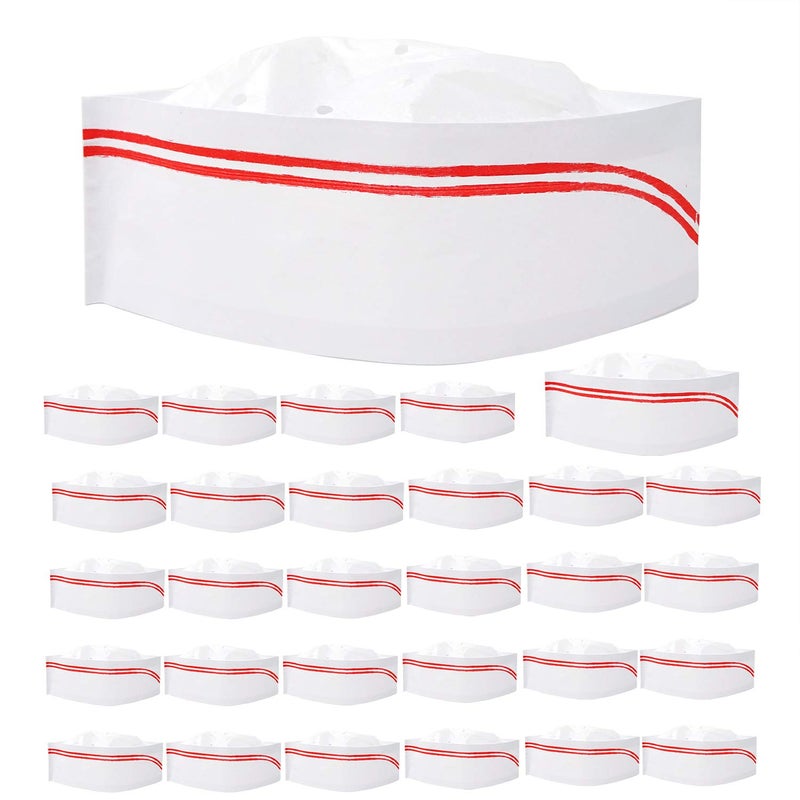 Honbay 30PCS Disposable Paper Chef Hat Kitchen Cooking Chef Cap for Food Restaurants, Home Kitchen, School, Classes, Catering - Image 1