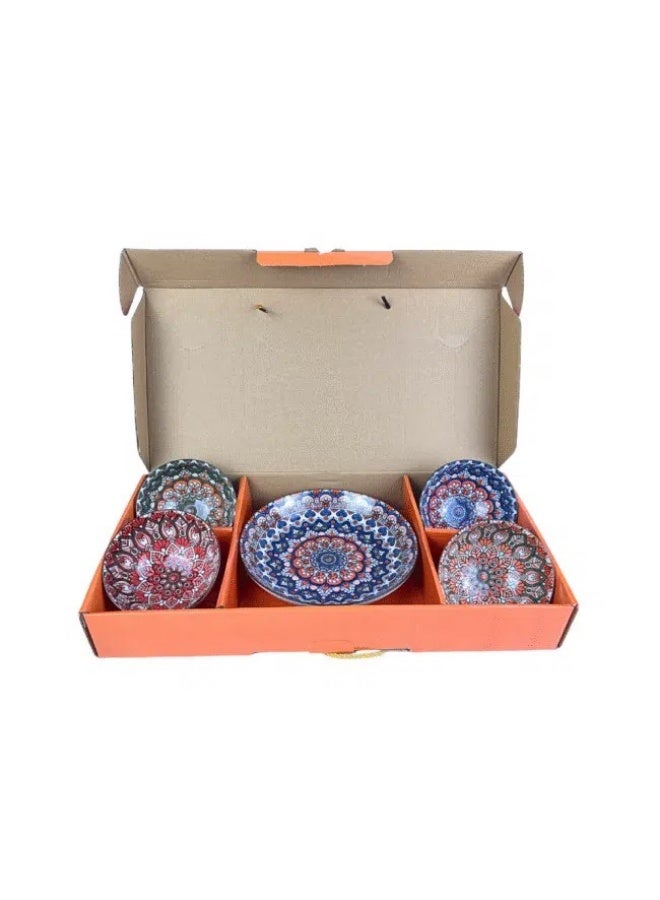 طقم بولات سلطة وشوربة من البورسلين مكون من 5 قطع (4 بولات عميقة 12 سم + طبق واحد 21 سم) الشكل 2 - Image 1