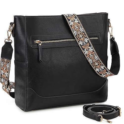 VX VONXURY Crossbody Bag for Women, Trendy Vegan Leather Shoulder Bag, Designer Bucket Bag with 2PCS Adjustable Straps - Image 1