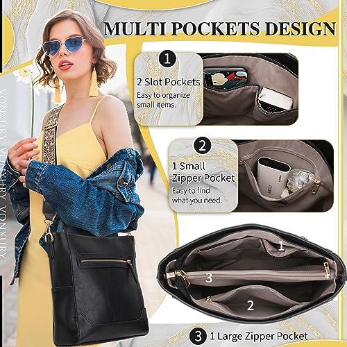 VX VONXURY Crossbody Bag for Women, Trendy Vegan Leather Shoulder Bag, Designer Bucket Bag with 2PCS Adjustable Straps - Image 4