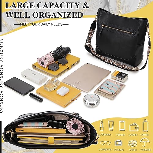 VX VONXURY Crossbody Bag for Women, Trendy Vegan Leather Shoulder Bag, Designer Bucket Bag with 2PCS Adjustable Straps - Image 2