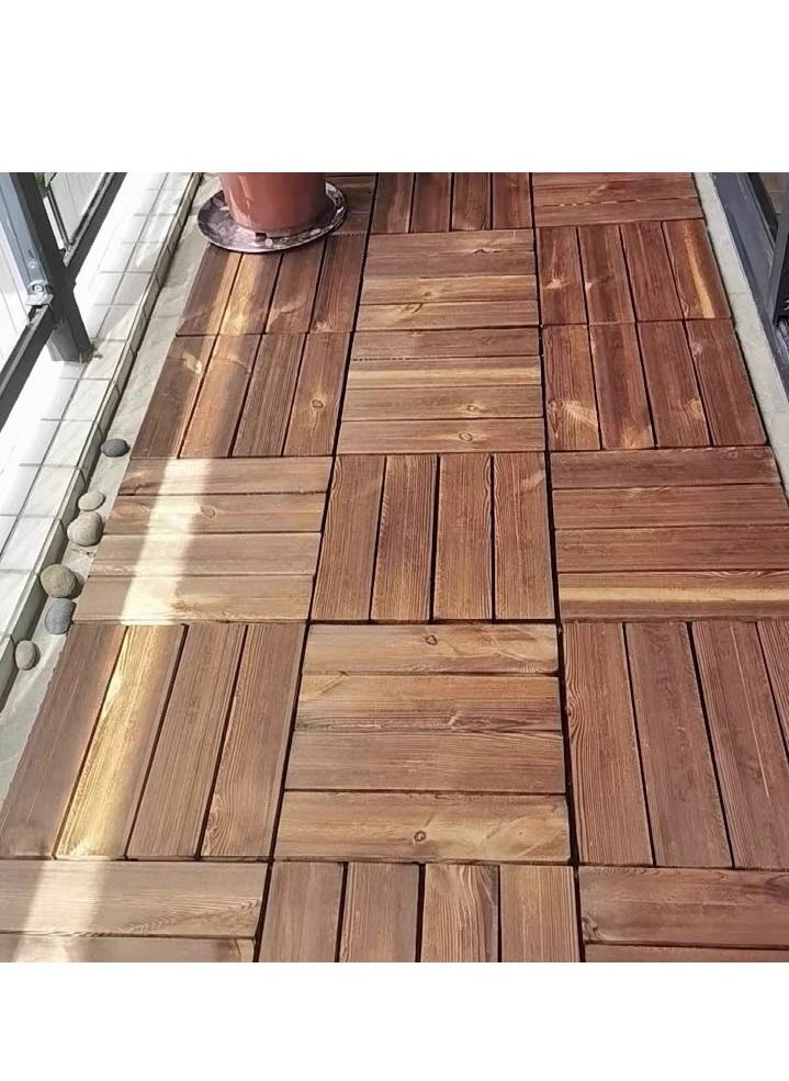 LINGWEI - 10pcs Wooden Floor Decking Tile Brown 30x3x30cm - Image 1