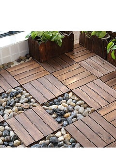 10pcs Wooden Floor Decking Tile Brown 30x3x30cm