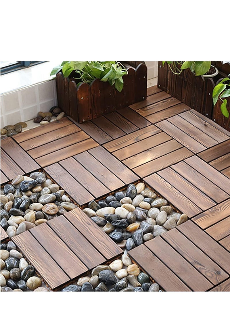 LINGWEI - 10pcs Wooden Floor Decking Tile Brown 30x3x30cm - Image 1