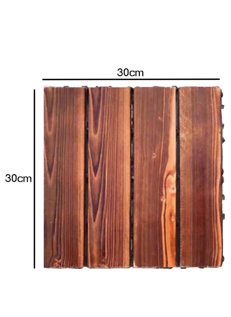 LINGWEI - 10pcs Wooden Floor Decking Tile Brown 30x3x30cm - Image 1