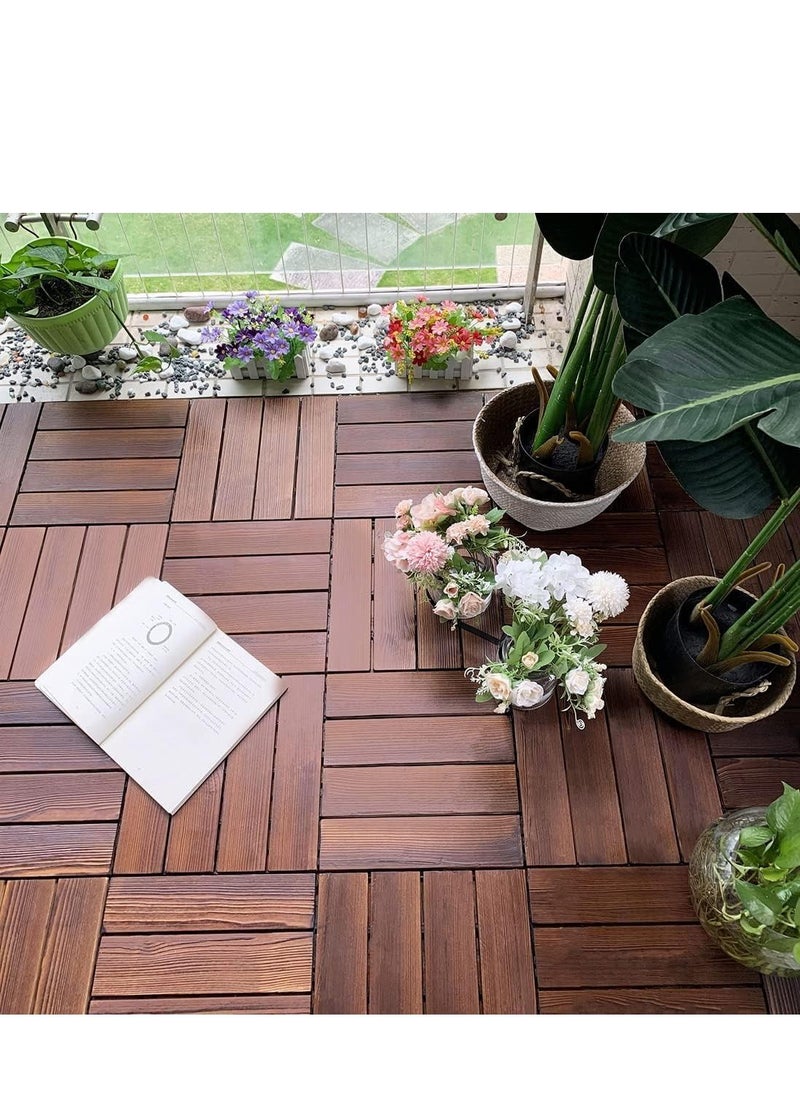 LINGWEI - 10pcs Wooden Floor Decking Tile Brown 30x3x30cm - Image 1